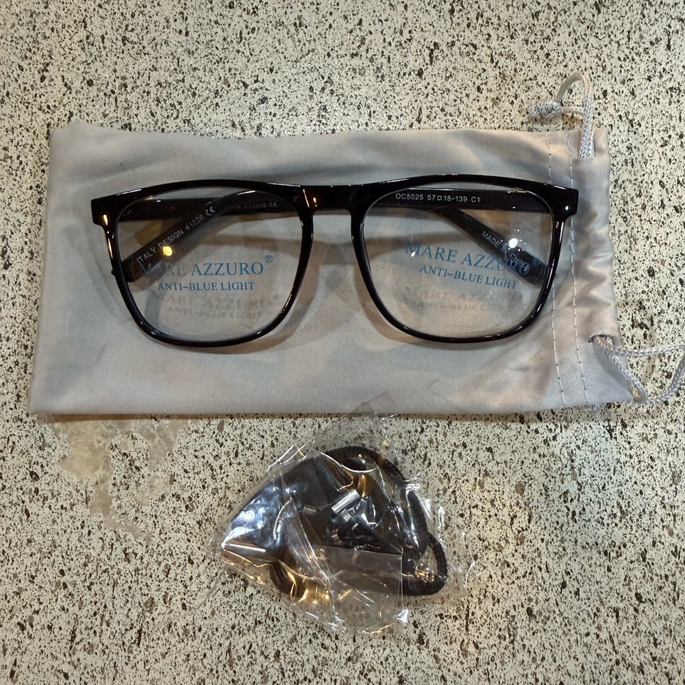 Mare Azzuro Fashion Blue Light Filtering Black Eyeglasses - NWT